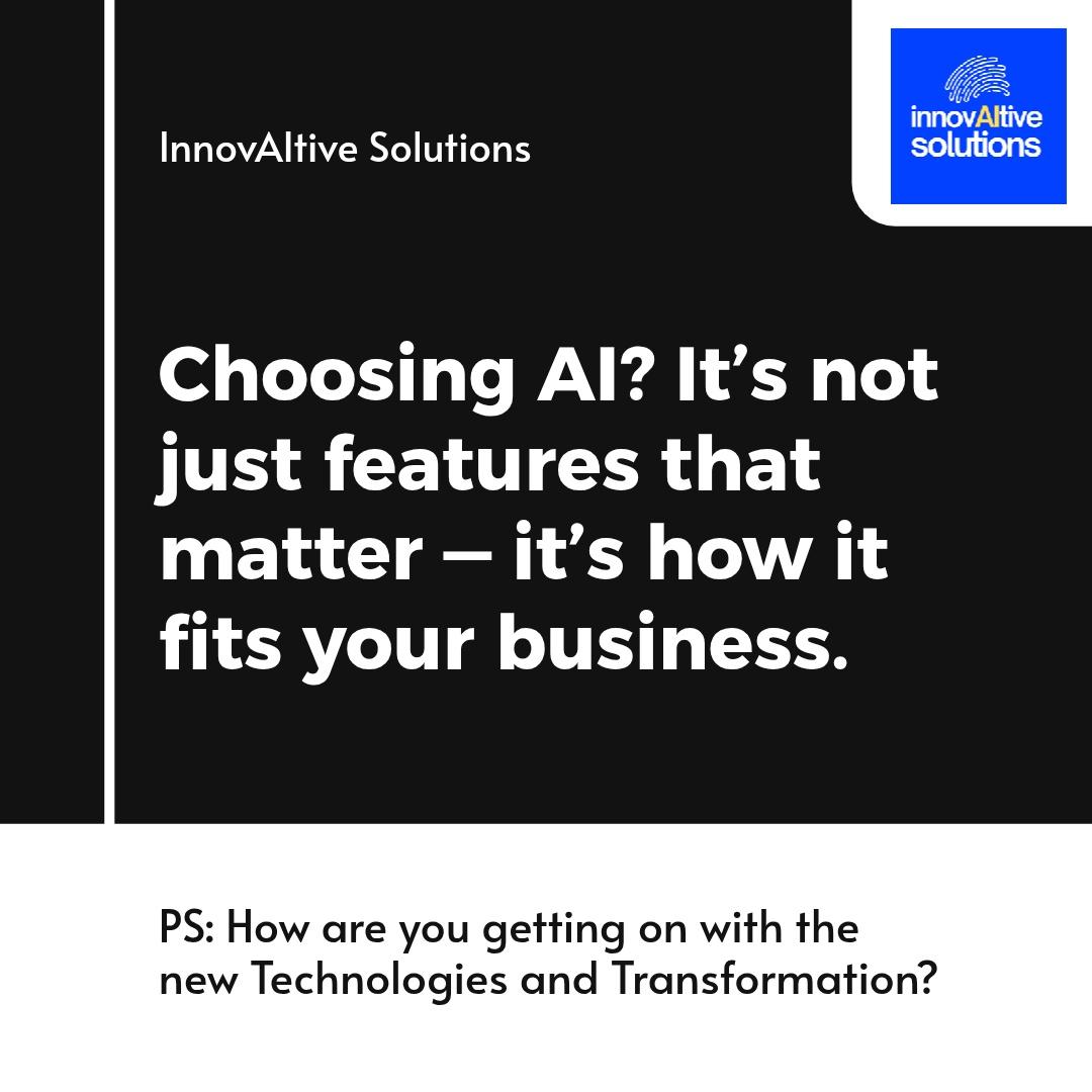 Innovaitivs's tweet image. Choosing an AI tool? Focus on fit: integration, scalability, support. PS: How are you getting on with the new Technologies and Transformation?

#AITools #TechDecisions #AIAutomation #BusinessGrowth #InnovAItive

Let&apos;s connect: Please like, share &amp;amp; comment.