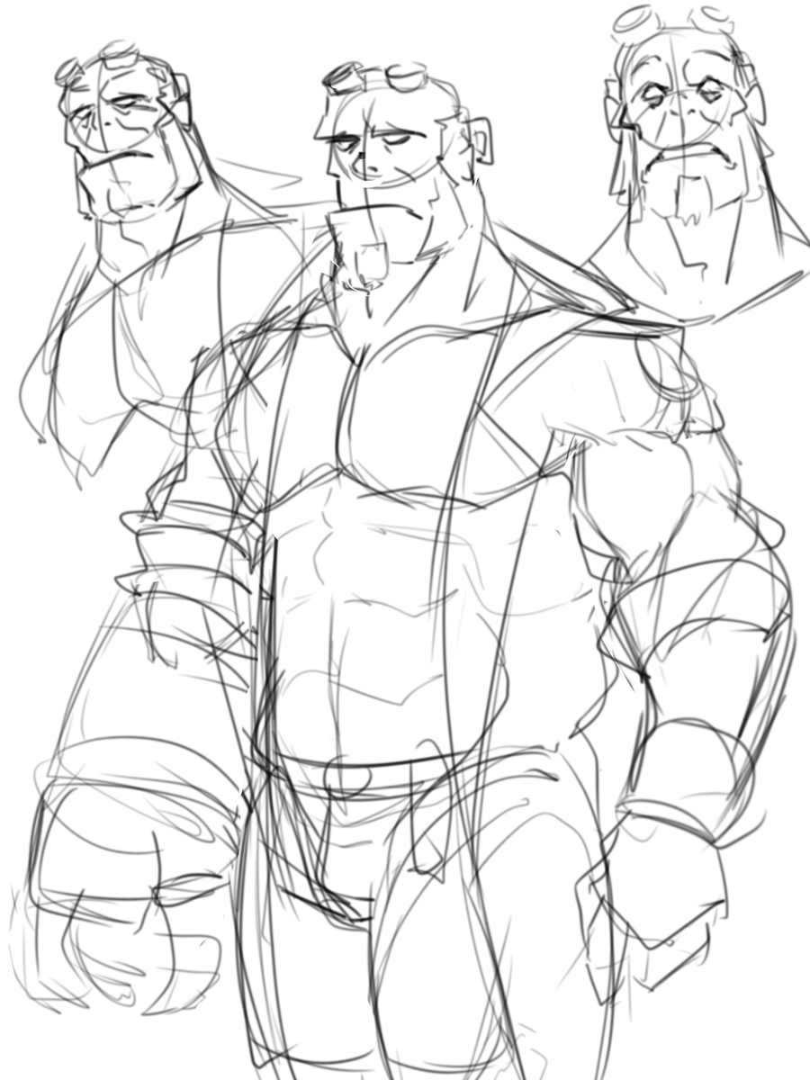ribbionss's tweet photo. Hellboy doodles while at work https://t.co/5YBmOpMyNt