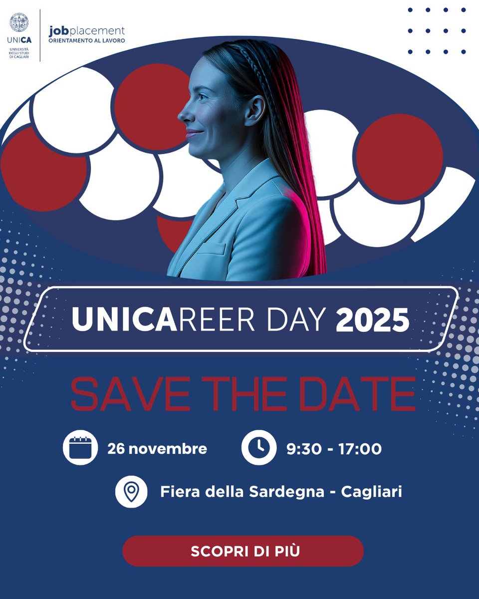 Torna UniCareer Day 2025: incontra recruiter, sostieni colloqui e amplia il tuo network.
🚀 Inizia qui, arriva ovunque!

📅 26 novembre, 9:30–17:00
📍 Fiera della Sardegna – Cagliari
👉 unica.almalaurea.it/it/lau/eventi_…