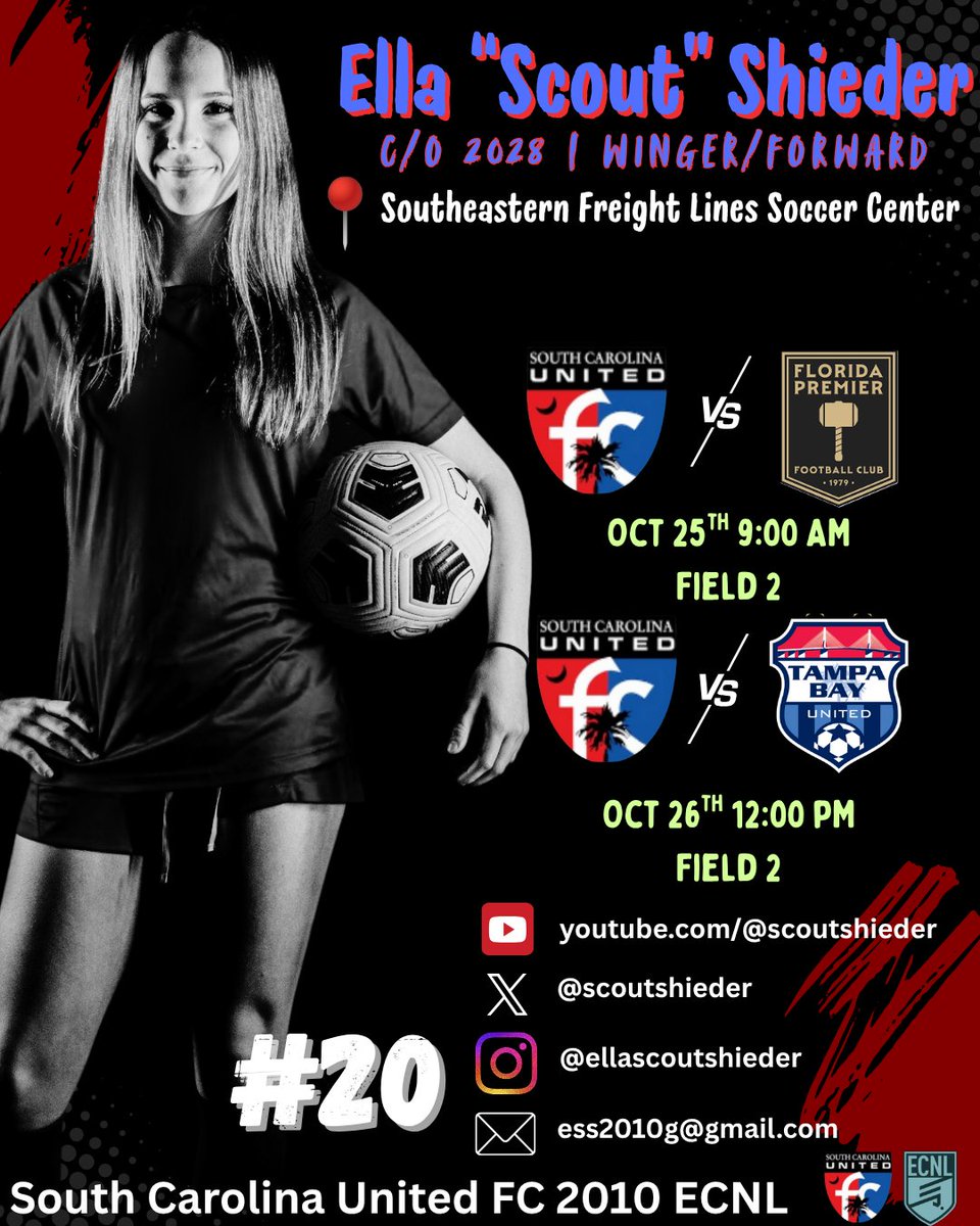 Last home games of the season this weekend!
<a href="/SCUnited_FC/">SC United FC</a> <a href="/ECNLgirls/">ECNL Girls</a> <a href="/ECNLSoutheast/">ECNL Southeast Girls</a>
<a href="/ImYouthSoccer/">ECNL/GA/Recruiting/College Soccer</a> <a href="/ImCollegeSoccer/">College Soccer Truth ™</a> <a href="/MaxPreps/">MaxPreps</a> <a href="/TopDrawerSoccer/">TopDrawerSoccer</a> <a href="/PrepSoccer/">Prep Soccer ⚽️</a> <a href="/TheSoccerWire/">SoccerWire</a>
<a href="/Smedley033/">Smedleys Soccer Site</a> <a href="/myrecruitinghub/">My Recruiting Hub</a> <a href="/girlssoccernet/">Girls Soccer Network</a> <a href="/tikitakaklu/">Tomasz Kluszczynski 🇵🇱/🇺🇸</a> <a href="/TannerOsborne27/">Tanner Osborne</a>