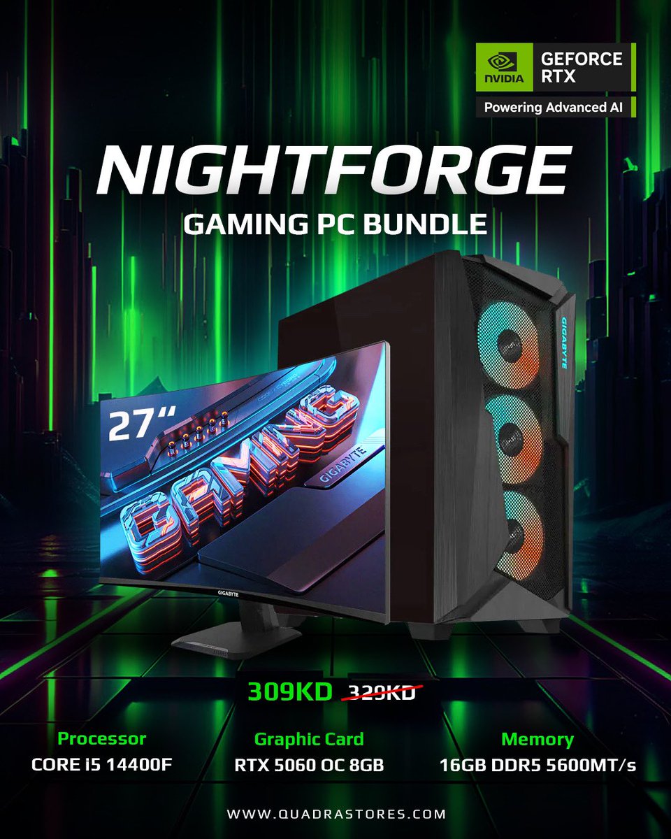 quadrastores's tweet photo. Game harder. Win bigger. 💻⚡
تجميعة Nightforge متوفرة الحين بس 309KD!
#Quadra #GamingPC #NVIDIA #RTX https://t.co/ToMcPHIEUB