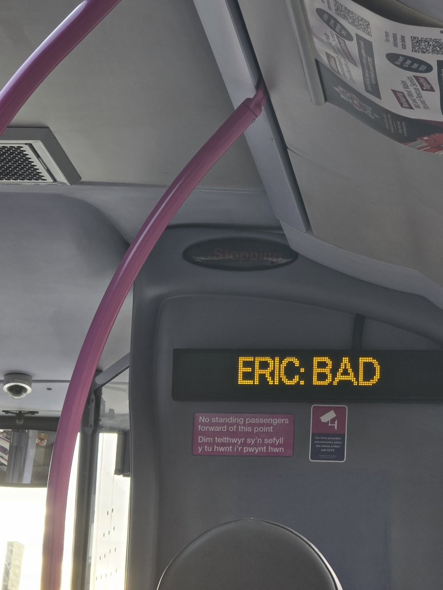 Don't know why this <a href="/FirstCymru_/">First Cymru Buses</a> bus has a problem with Eric, but I'd kinda curious about what the back story is here.

Any suggestions?