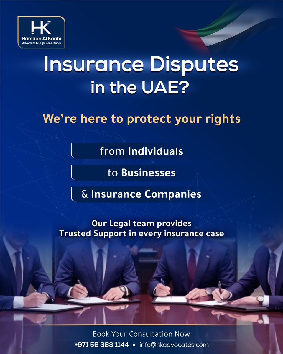 Facing an Insurance Dispute in the UAE?

We protect your rights and ensure fair compensation.
Our expert insurance lawyers handle all claim types personal, business, or corporate.

📞  Call or WhatsApp 
         +971 2 642 6320 | +971 56 383 1144

#hkadvocates  #InsuranceLawUAE