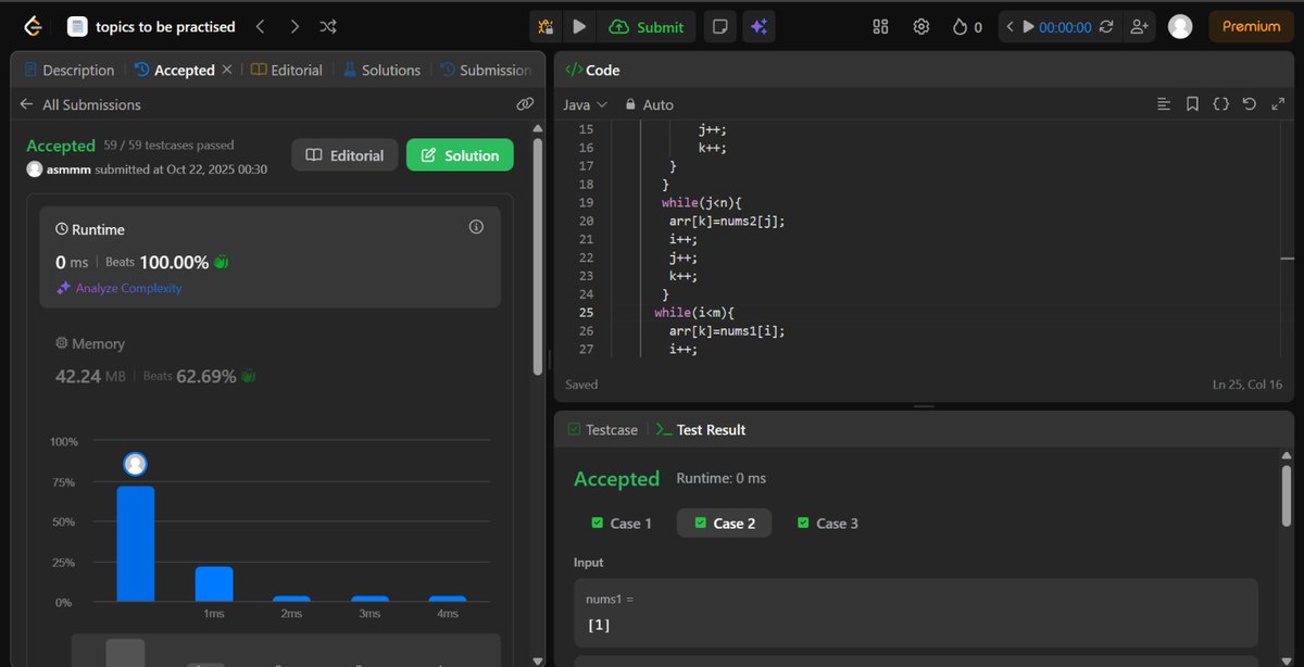 asmiC00's tweet image. DSA Progress:
Solved leetcode ques- merge sorted array
#LeetCode #Java #dsa #arrays