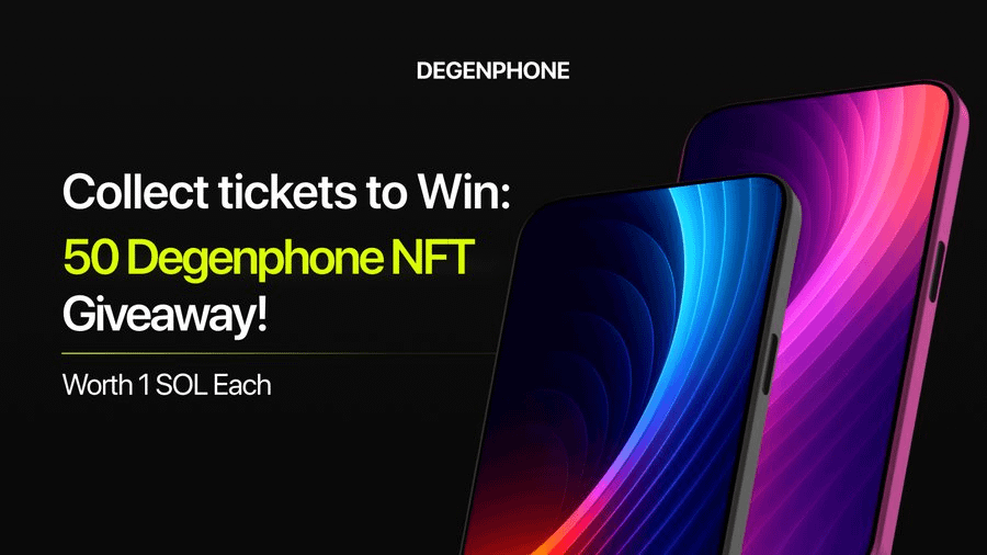 Whitelist1Media's tweet image. Don&apos;t miss Giveaway by @degenphone😱

Only 50 Degenphone NFTs worth 1 SOL.

▹ Degenphone 50 NFT Giveaway 👀
▹ Time: ~5 min
▹ Moni Score: 292

More tickets = higher chance of winning. The raffle is weighted by total tickets earned.

How to participate:
▹ Like + Follow Tweet =…