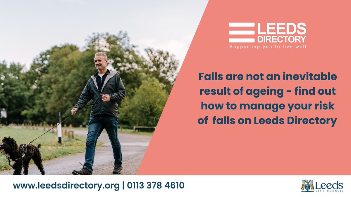 Falls are not an inevitable result of ageing, but the risk of falls increases with age.
You can manage your risk of falls through:
🏃 Physical activity and exercise
🥗 Health and lifestyle
💡 Aids and adaptations in your home
Find out more 🔗 leedsdirectory.org/falls-preventi…