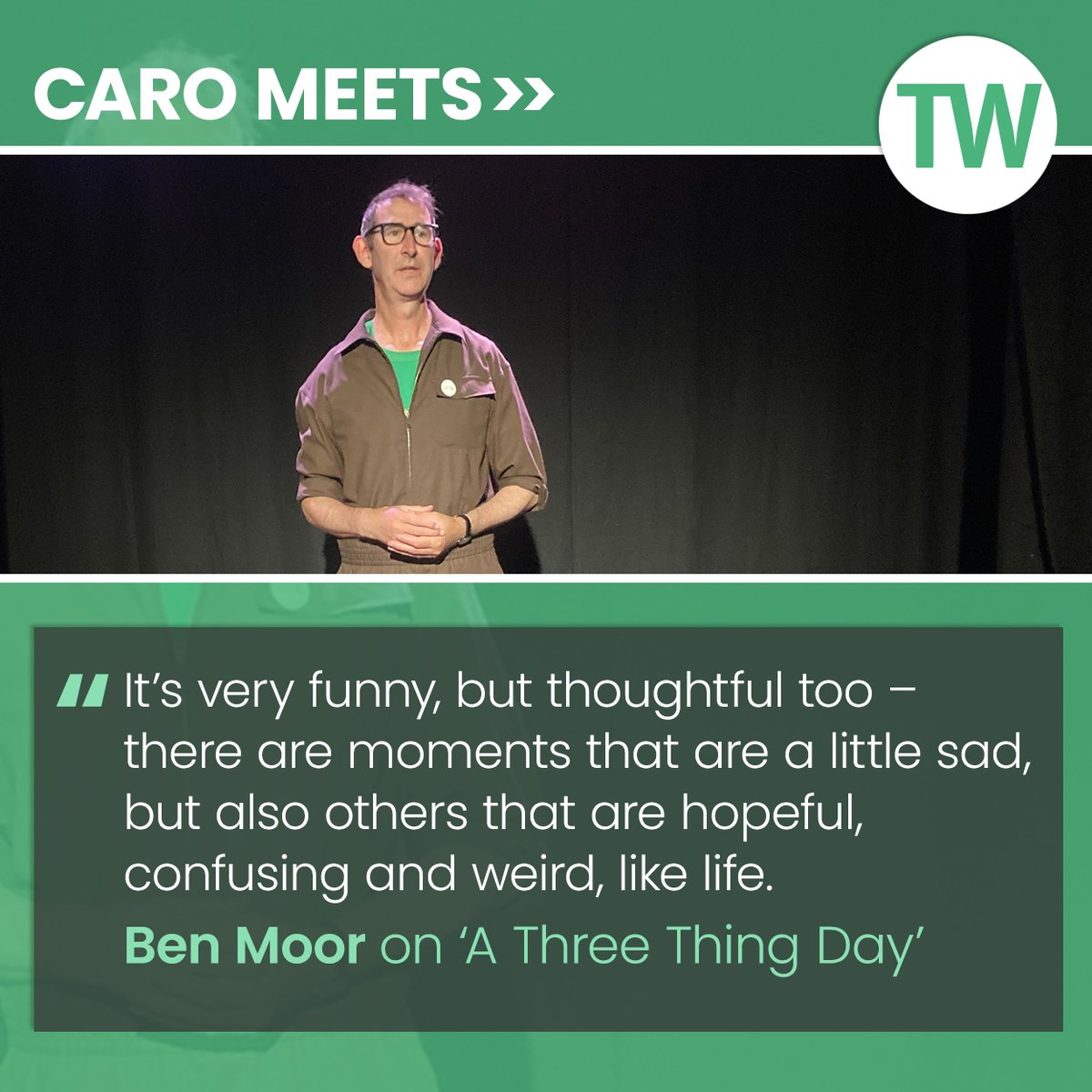 Caro recently had a chat with TW favourite Ben Moor, who brings his latest show 'A Three Thing Day' to Hen &amp; Chickens from 23-24 Oct. 

Read the Q&amp;A here: bit.ly/4o1VrE6

<a href="/TheHenChickens/">The Hen and Chickens Theatre</a> <a href="/benmoor/">Ben Moor</a>