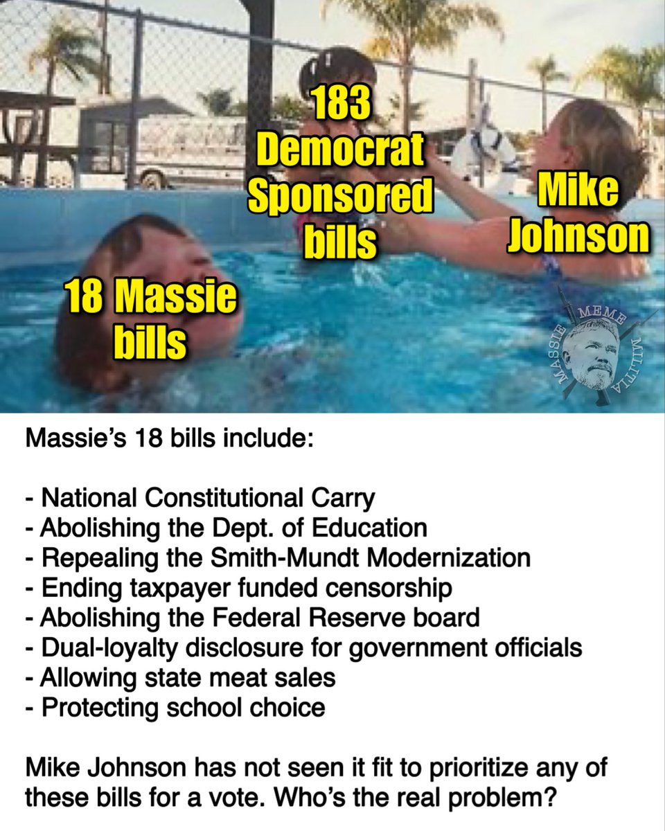<a href="/RepThomasMassie/">Thomas Massie</a> Why won’t Speaker Johnson prioritize this or any of your other bills? 🤔