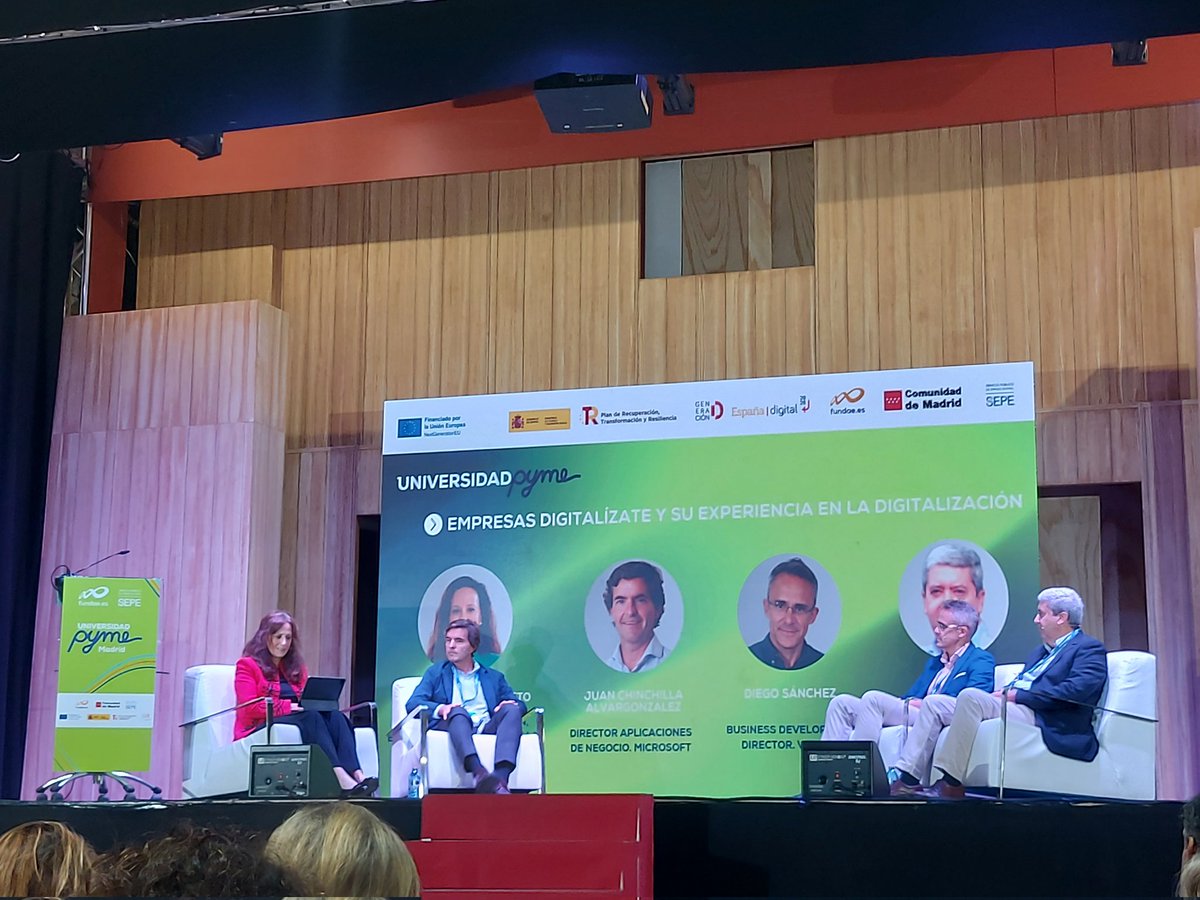 Mesa redonda moderada por <a href="/Carmenprietop/">Carmen Prieto</a>  en Universidad pyme Madrid. “Empresas Digitalízate y su experiencia en la digitalización”
Interesantes aportaciones de Juan Chinchilla, Microsoft, Diego Sánchez, Vertice y Mariano Torrego. Babel @fundae <a href="/EmpleoCMadrid/">Economía y Empleo▪️Comunidad de Madrid</a>