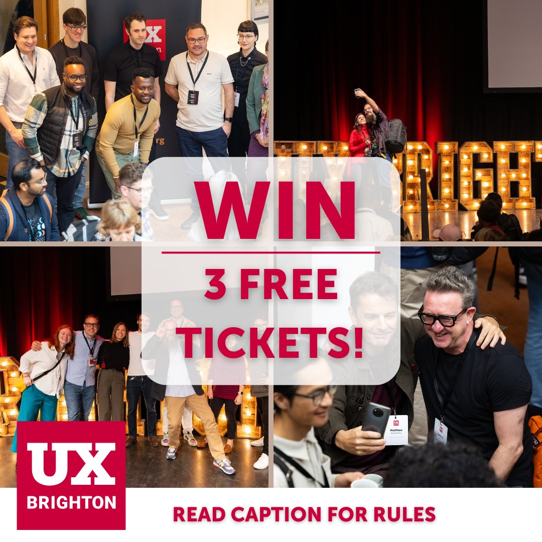 UXbri's tweet photo. 🚨 3 free tickets up for grabs!
UX Brighton 2025 is almost here, and we’re giving YOU the chance to join us for free.
Network with UX professionals tackling real-world challenges and driving change.

How to enter:
👉 Follow us
👇 Comment WIN below

Competition ends Saturday, 25th October
🎉 3 Winners announced Monday 27th October

Bring a friend, expand your skillset, and leave inspired.