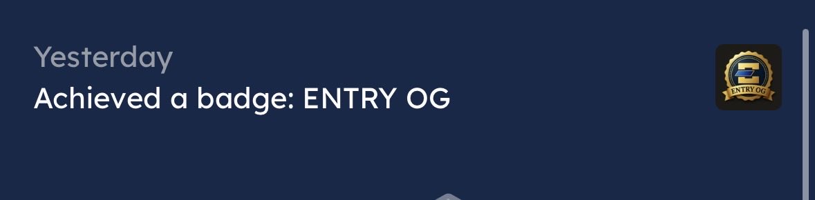 Early badge for <a href="/entry_network/">entry</a> 

- $100T+ TradFi assets want in
- Regulators (MiCA, SEC, FATF) have set the rules.
- But no one has built the system to enforce those rules on-chain… until now

Early supporters can claim [the OG Badge👉  portal.entry.network/loyalty?referr… 

Which also makes