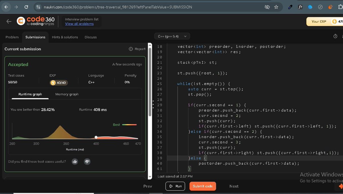 SouravPahwa9's tweet image. #100DaysOfCode - Day 7
🧠 Total: 3.5 hrs
📚 DSA: 3.5 hrs
🔹 Post-order Traversal ✅
🔹 Get All Tree Traversals ✅
🔹 Started Maximum Width of Binary Tree
#buildinpublic #DSA #LeetCode #gfg160 #geeksforgeeks