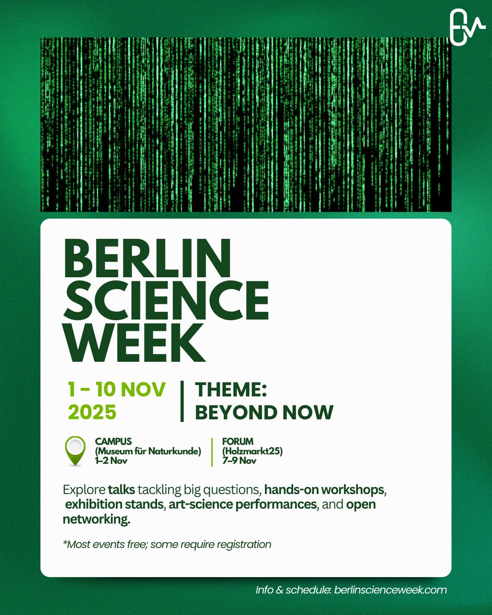 LSM_HTW_Berlin's tweet image. Berlin Science Week (1–10 Nov) ⭐  
Live talks, workshops, exhibitions &amp;amp; networking. 
Don’t miss the hubs: CAMPUS (1–2 Nov) &amp;amp; FORUM (7–9 Nov)

More info: bit.ly/3miVD1I  

#LSMCareer #LifeScienceManagement #BerlinScienceWeek bit.ly/35xz2r8