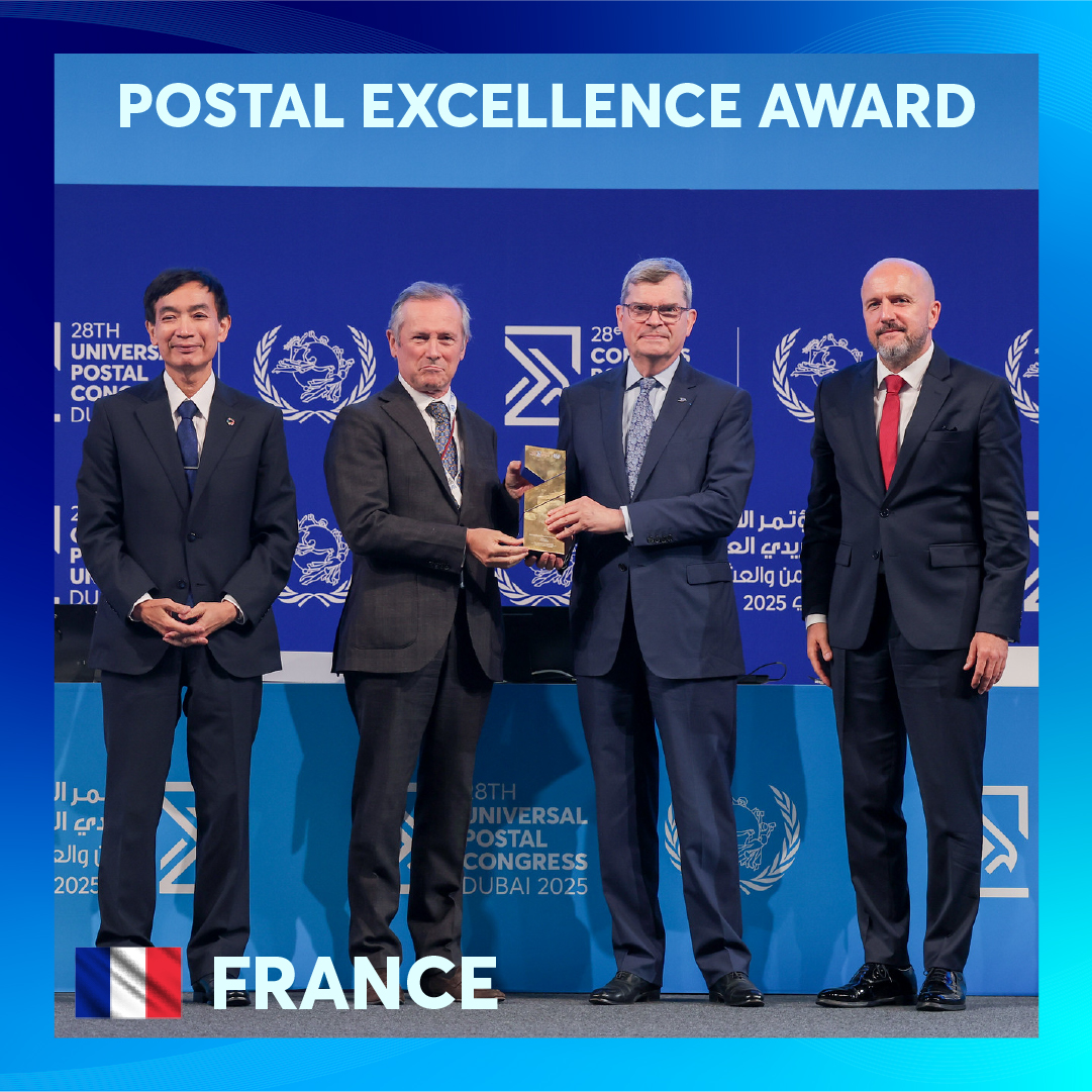 UPU_UN's tweet photo. 🏆2025 Postal Excellence Award: France
France stands out through its commitment to the 10-year plan, “La Poste 2030, committed to you” focusing on profitable growth & digital-ecological transformation of the business.
🔗https://t.co/8HsmK0VIJv
#PostalDevelopment @GroupeLaPoste https://t.co/MbMtgeGKZ2