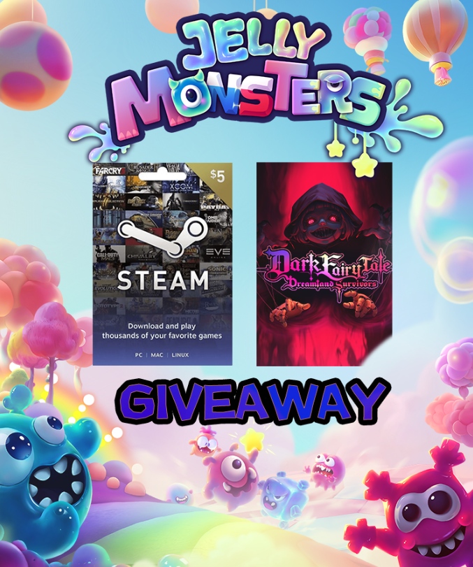 BeStarsGames's tweet image. #GIVEAWAY TIME! 
Want to join the party with #JellyMonsters?
🎁5winner- $5 Steam Gift Cards x3 & 2 game Keys 
How To Win:
1️⃣ Follow us
2️⃣ RT this post & tag a friend
3️⃣ Add to your wishlist 💚
store.steampowered.com/app/3659090/Je…
Ends Oct 25🍀happy #WishlistWednesday
#PartyGame #IndieGame