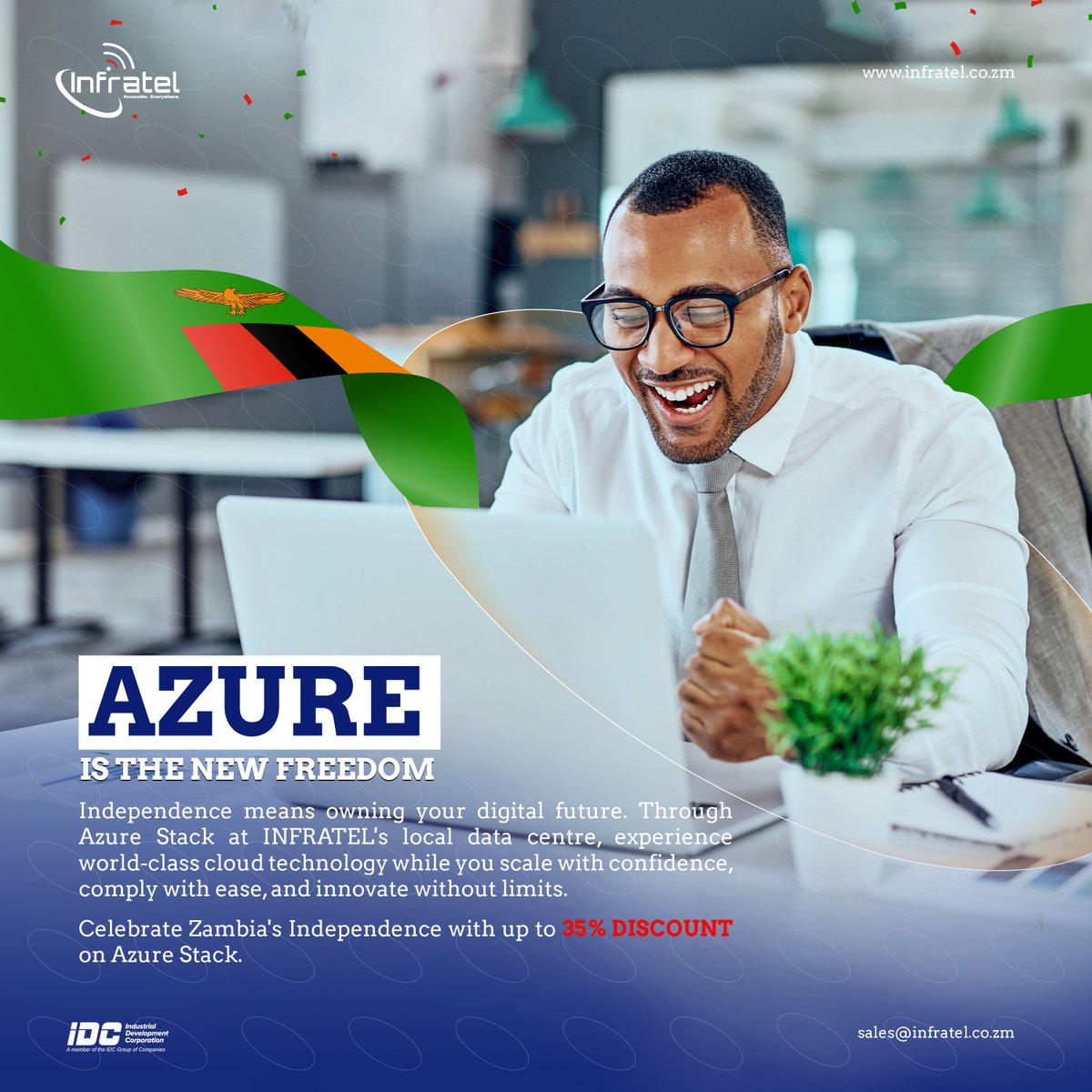 INFRATELZambia's tweet image. Zambia's digital innovation starts at home. Through INFRATEL's locally hosted Azure Stack, scale your business with world-class cloud technology while maintaining complete data sovereignty and full regulatory compliance. infratel.co.zm/azure/
#AzureStack #IndependenceMonth