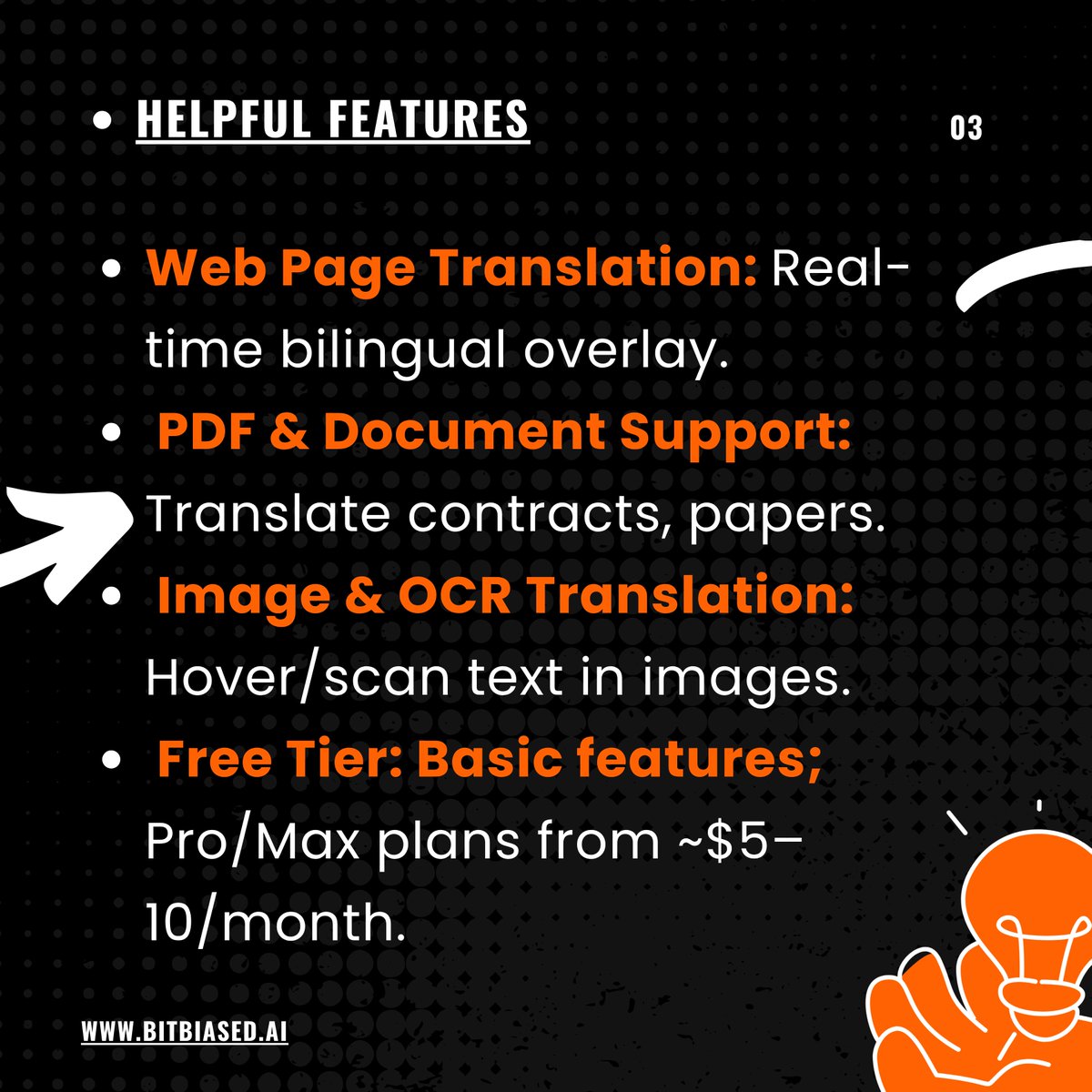 BitBiasedAI's tweet image. 🌍 Translate anything, anywhere, websites, PDFs, images, even videos.
With Transor.ai, you get real-time bilingual overlays, OCR-powered image translation, and support for platforms like YouTube and Netflix,  all in one sleek AI translator. Perfect for global…