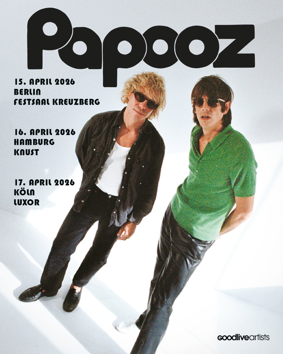Im April kommen Papooz für drei Shows nach Deutschland!

Tickets findet ihr ab sofort im Ticketmaster Presale: bit.ly/4o4LeqH