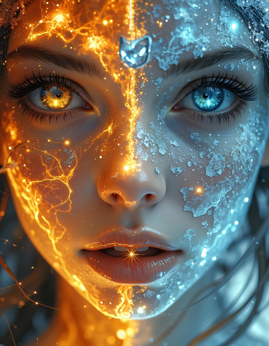 WeHope87's tweet image. 🔥Embers & Ice ❄️
#AIart #DigitalArt #VisualPulse #Elemental