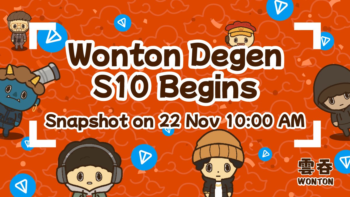 🥟 WONTON DEGEN S10 BEGINS! ⚡

Only the ultimate Degens conquer!

📸 Snapshot: 22 Nov 2025, 10:00 AM UTC+0
🎮 Crush the leaderboard
🍜 Fuel your Degen daily
🏆 Grab $TON &amp; legendary Wonton skins!

Dive in: t.me/WontonOrgBot/g…

#WontonDegen #S10 #GameFi #NFTs #Games