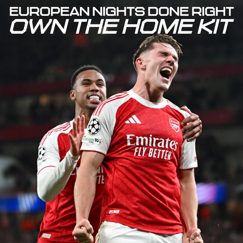 Arsenal's tweet photo. Celebrate our memorable UCL win in style 😎

Shop our 25/26 home kit in-store or on Arsenal Direct 👇
