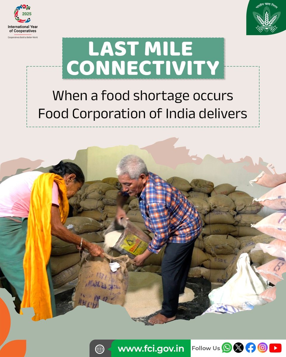 From bustling metros cities to far-flung villages,
Food Corporation of India ensures that no one sleeps hungry.

#LastMileConnectivity #India #Transport