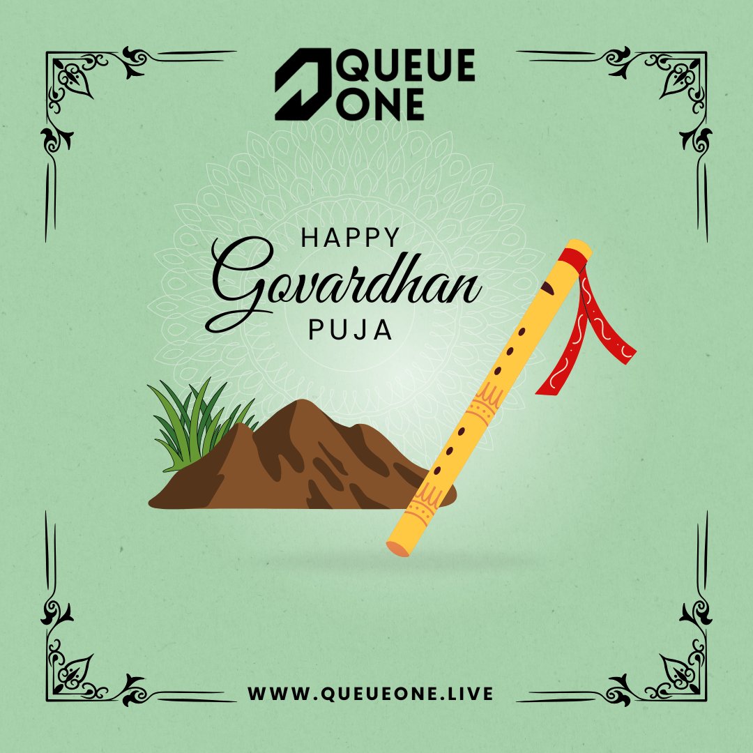 queueonee's tweet image. Wishing everyone a blessed Govardhan Puja 🌿
May Lord Krishna bless you with happiness, prosperity, and endless positivity.
Let’s keep spreading kindness and light — today and always 💛
#GovardhanPuja #Blessings #QueueOne #FestiveVibes #Positivity #Gratitude #FestivalOfLights