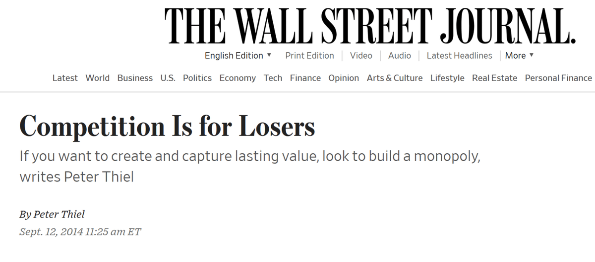 BenjaminNorton's tweet photo. The US economic model is based on massive corporations establishing monopolies through mergers and acquisitions and then charging monopoly rents to maximize profits, benefiting shareholders at the expense of consumers.

China's model forces companies to fiercely compete, and the state strictly enforces antitrust regulations in order to prevent the formation of private monopolies (unlike the US government, especially now under Trump, who is gutting antitrust enforcement). This means corporate profit margins are razor thin in China, but consumers benefit from a variety of cheap, high-quality goods. Capital loses, but labor wins. 

(Moreover, China's model is based on public ownership of the natural monopolies -- like energy, infrastructure, land, telecommunications, etc. -- in order to reduce costs as much as possible by providing public goods. The US model encourages privatization of natural monopolies, like utilities, which charge monopoly rents, at the expense of average people.)

This is why Wall Street's Journal is so confused.
