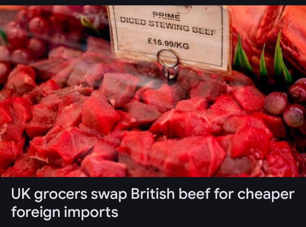 In the UK the government have been working hard to put British beef farmers out of business to supposedly save the climate. 

So instead they're importing beef from Australia, New Zealand and Uruguay. 

What a disaster.