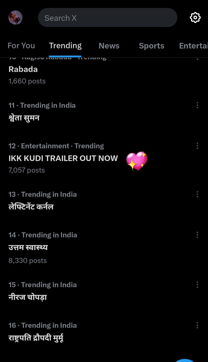 sidnaaz_cg's tweet photo. IKK KUDI TRAILER OUT NOW 
is Trending at 12th rank in India ❤️🫶🏻

#ShehnaazGill #IkkKudi https://t.co/aiseIZQ9oV