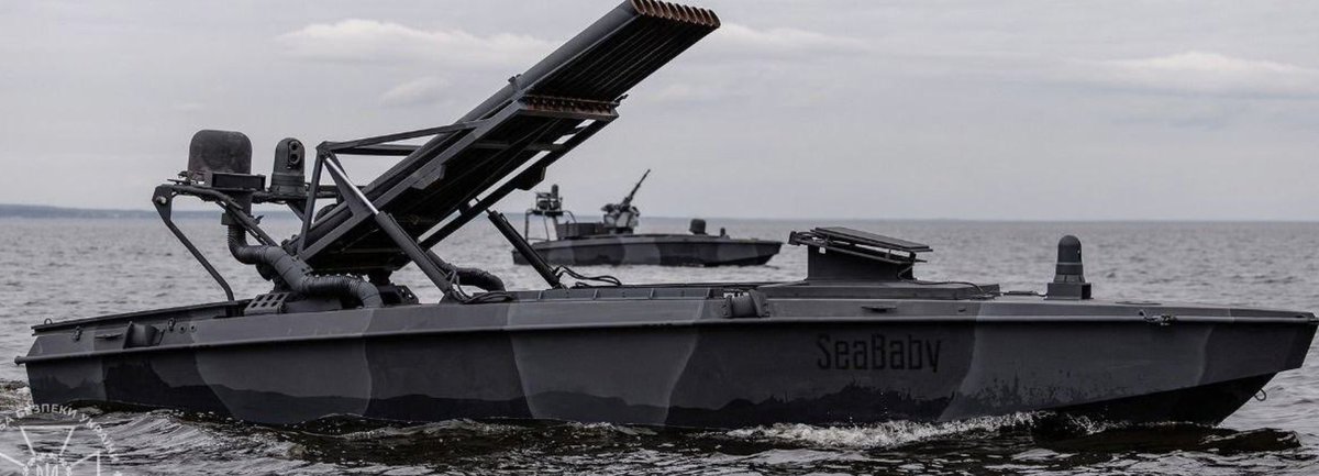 Image of new Ukrainian Naval drone one equipped with a mini GRAD launcher the other with a high calibre machine gun. 

Drone tech is just going crazy.