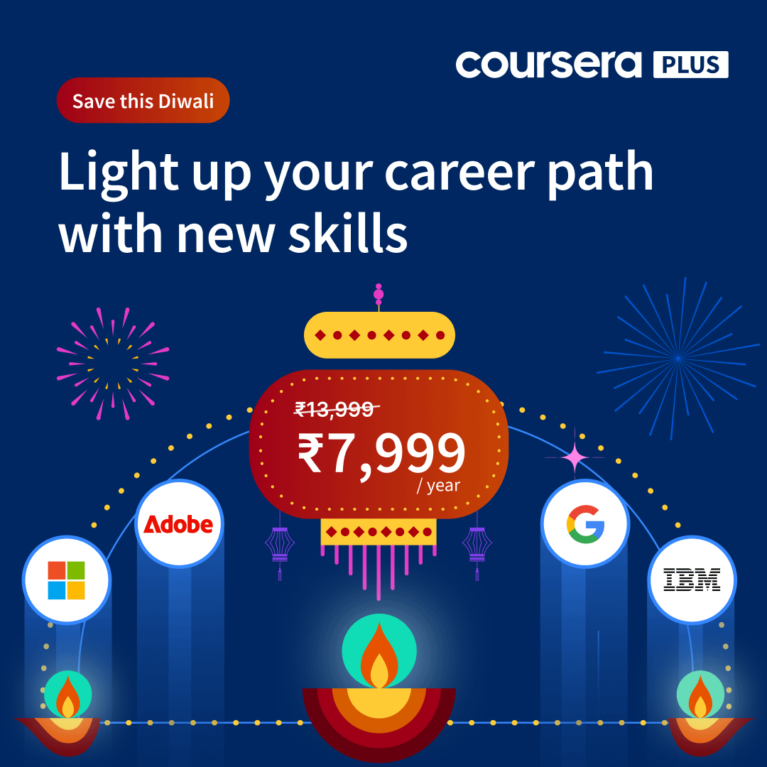 manishkumar_dev's tweet image. 🎉 Great News! Coursera India Diwali Sale Extended! 🎉
The @Coursera Plus Annual Subscription offer has been extended till 24th October 2025! ✨
🔥 Get Coursera Plus for just ₹7,999/year and unlock unlimited access to top global courses, certificates, and career-boosting…