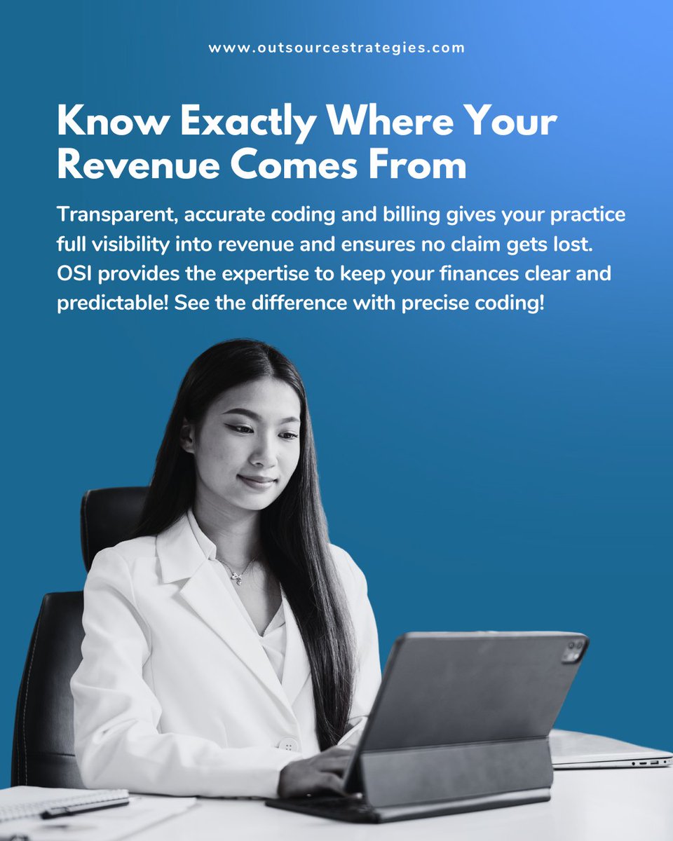 osi_medcoding's tweet image. Precision drives performance. OSI’s expert medical coding and billing ensure complete accuracy, faster reimbursements, and stronger financial health for your practice.
#MedicalCoding #BillingServices #HealthcareFinance #OSIHealthcare