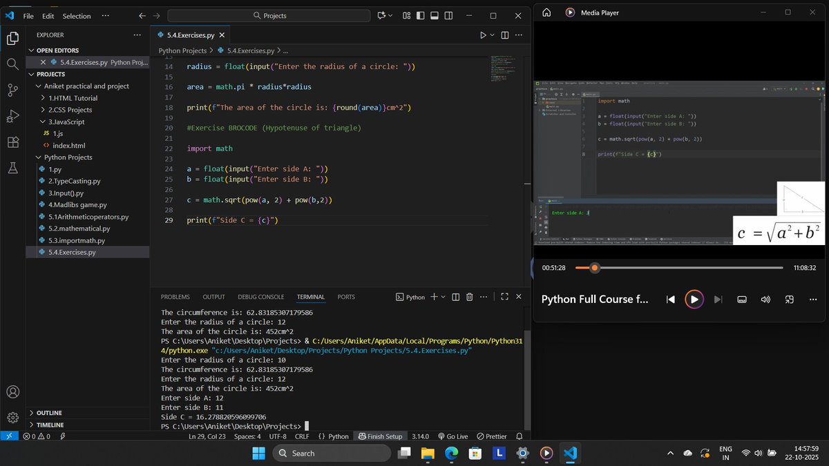ianiket_yadavs's tweet image. ☑️Day57 of #100DaysofCode
Today I learnt:
* Python
- Arithmetic & Math, If Statements, Calculator Program
* DSA + Java (Kunal Kushwaha )
- Introduction to Programming ,Types of Languages, Memory Management
#Coding #DSAwithKunal #Python #pythonlearningjourney