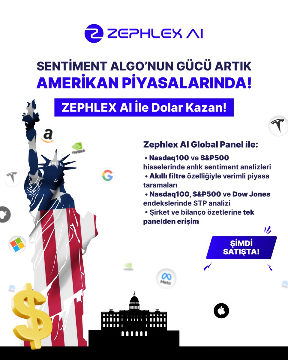 algo_sentiment's tweet image. BEKLENEN AN GELDİ: ZEPHLEX AI SATIŞTA!
Artık Sentiment Algo’nun gücü Amerikan piyasalarında!
Zephlex AI, Nasdaq 100 ve S&P 500 gibi önde gelen endekslerdeki hisseleri yapay zekâ destekli sinyaller, kişiselleştirilmiş portföy araçları ve gerçek zamanlı analizlerle tek bir panelde…