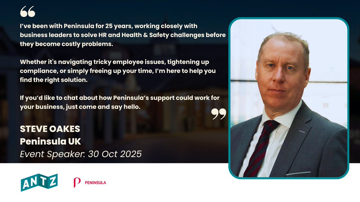 #ManchesterNetworkingEvent!

#BookNow at bit.ly/antz20251030 to #JoinTheConversation 30 Oct | 2-4 pm | WA15 8XW.

Hear how ANTZ network partner Peninsula UK does business differently to grow commercially &amp; deliver local #SocialImpact.

#SocialValue #NetworkingWorks