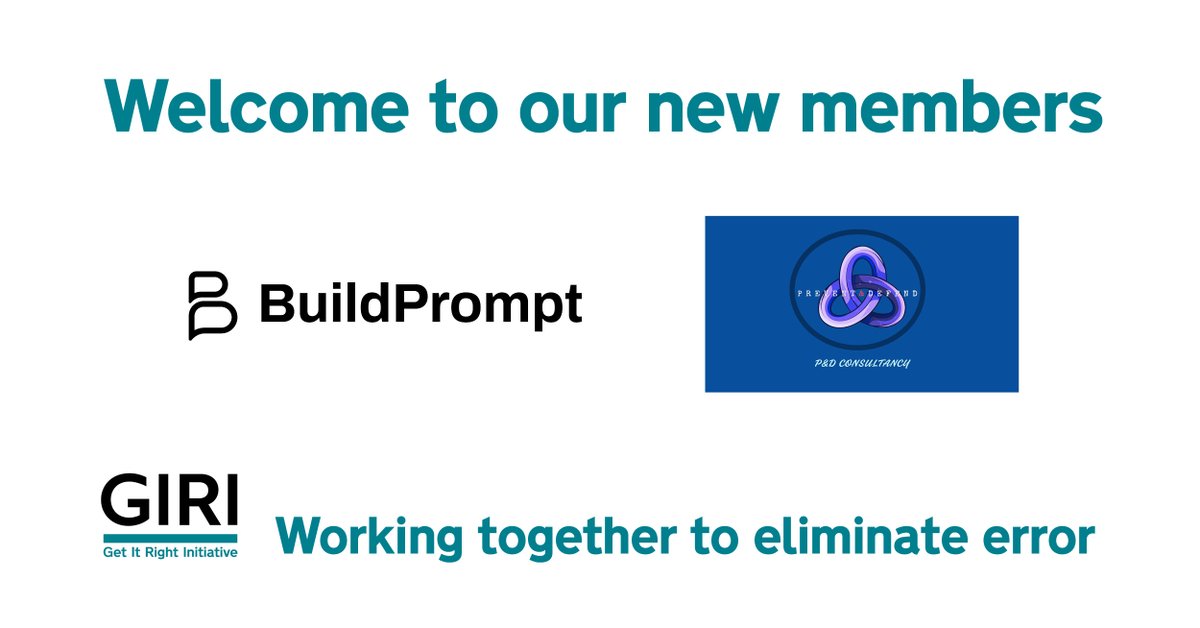 GIRI_UK's tweet image. New member announcement!

Please join us in welcoming our latest new members BuildPrompt and P &amp;amp; D Consultancy.

We look forward to working with you to eliminate avoidable error in construction.

More details: getitright.uk.com/news/new-membe…

#construction #errorreduction #rightfirsttime