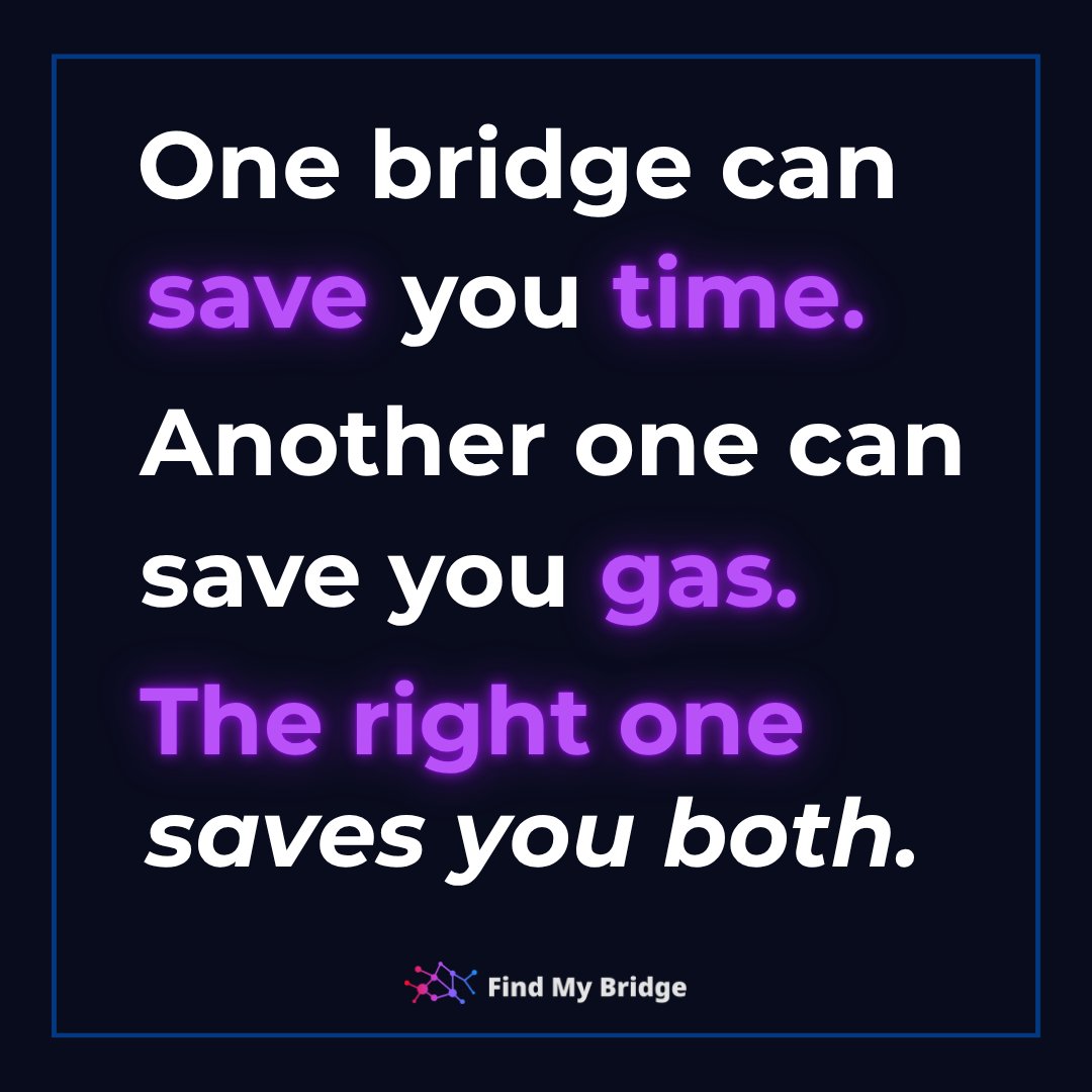 findmybridge's tweet photo. 🌉Bridge Truths: 

"One bridge can save you time. Another one can save you gas. The right one saves you both"