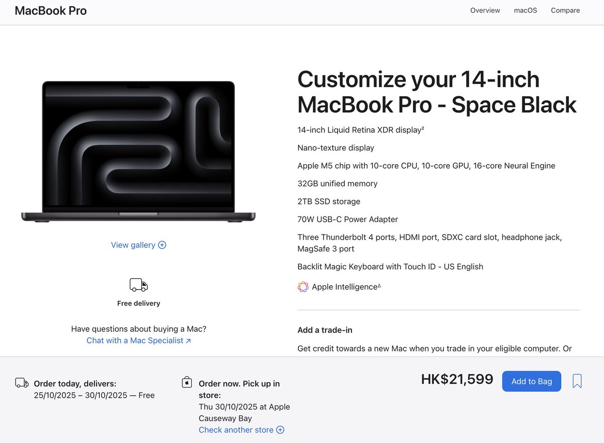 Tweet_Freed0m's tweet image. iPhoneついでに検索したらM5MacBookProが安いって思ったけど。ProだのMaxだの無いんですな。M4と変わりあるんかな🤔
#M5MacBookPro が安いでやんすよ。