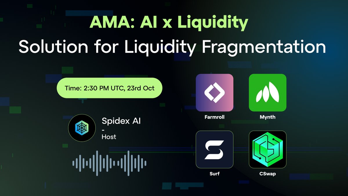 Spidex_ag's tweet image. Liquidity on Cardano is expanding fast, but so is fragmentation...

Join us as Spidex AI hosts a special AMA to explore how AI-driven aggregation can unify liquidity across protocols and reshape DeFi efficiency.

🤝 Guests: Farmroll @farmroll_io | Mynth @_mynth_ | Surf…