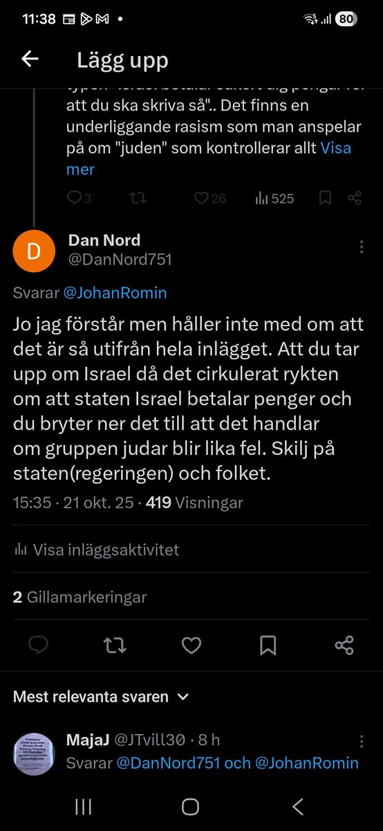 DanNord751's tweet photo. @Miffen78 @MspluppKristina @owenil Det finns "såna" överallt. Jag diskuterade Owe's inlägg med Johan igår, var inte otrevlig på något sätt, men efter detta svar till honom så skrev en harang och avslutade med att han inte pratar med antisemiter och blockade sen mig, men sedan tog han bort sitt inlägg. https://t.co/VHirvh2z1m