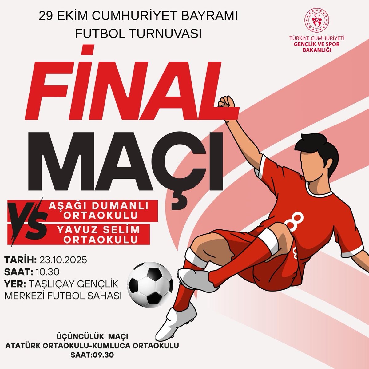 📌Yarın oynanacak olan Ortaokullar Arası Final Maçına tüm halkımız davetlidir.

<a href="/gencliksporbak/">Gençlik ve Spor Bakanlığı 🇹🇷</a> @oa_bak