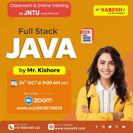 SaiThanai1114's tweet image. 💻 Build Your Career as a Full Stack Java Developer!
👉 Register Now: tinyurl.com/yeynmt3r
👨🏫 Trainer: Mr. Kishore
📅 Date: 24th Oct @ 9:00 AM (IST)
#NareshIT #FullStackJava #JavaDemo #JavaDeveloper #SpringBoot #Microservices #SoftwareDevelopment #Coding #Programming