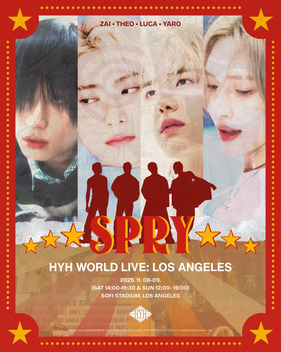 fromSPRY's tweet image. 𝐂𝐨𝐦𝐞 𝐜𝐥𝐨𝐬𝐞𝐫! 𝐘𝐨𝐮 𝐰𝐨𝐧’𝐭 𝐛𝐞𝐥𝐢𝐞𝐯𝐞 𝐲𝐨𝐮𝐫 𝐞𝐲𝐞𝐬! 🎪

Join #SPRY this November 8-9 at HYH WORLD LIVE! 2025 at So-Fi Stadium, Los Angeles!

See you there! 💙

#HYHWORLDLIVE2025
#HYHWORLDLIVE_LA