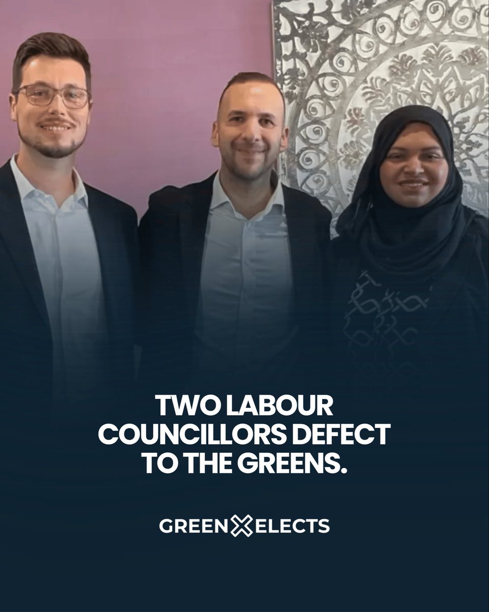 🚨BREAKING | Two Labour Councillors defect to the Greens 

Tom Butcher and Repi Begum who are Councillors on Swindon Borough Council will sit as Greens until the end of their terms in May 2026. 

Cllr Ian Edwards made the same move last week.

#defection #GreenParty