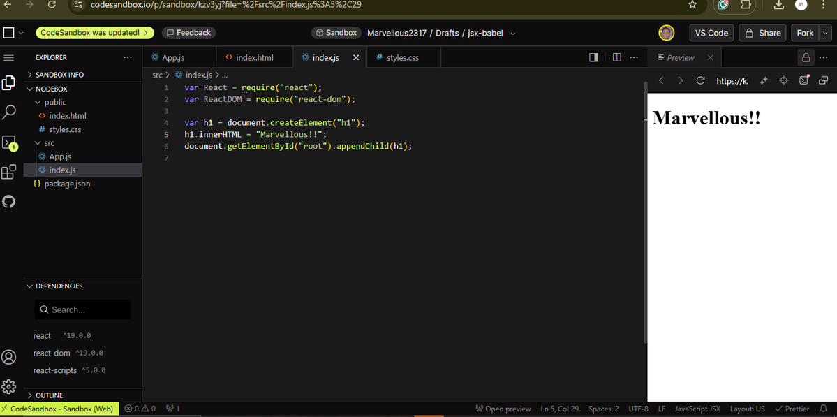 marvellousbh's tweet image. Day 27 of #30daysofcode
Learnt about JSX and Babel in React.
Also, just for clarity, is this link working on your device? 👇
wxqxsp.csb.app
I slept off before posting😭😂