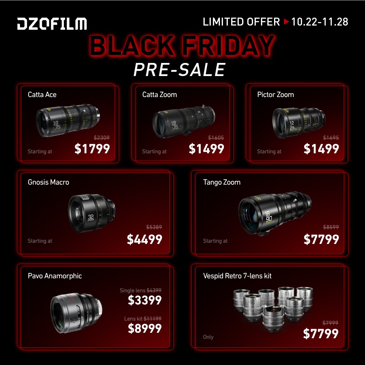 DZOFILM (@dzofilminc) on Twitter photo Our ๐๐ฅ๐๐๐ค ๐
๐ซ๐ข๐๐๐ฒ Pre-Sale is ON with ๐ฎ๐ฉ ๐ญ๐จ
๐๐% ๐จ๐๐โ but it's only the beginning.
From now until November 28, get ready for:
Stacked discounts
Surprise co-branded kits
Multiple rounds of giveaways
Shop the early deals now and stay tuned for whatโs
next! Our ๐๐ฅ๐๐๐ค ๐
๐ซ๐ข๐๐๐ฒ Pre-Sale is ON with ๐ฎ๐ฉ ๐ญ๐จ
๐๐% ๐จ๐๐โ but it's only the beginning.
From now until November 28, get ready for:
Stacked discounts
Surprise co-branded kits
Multiple rounds of giveaways
Shop the early deals now and stay tuned for whatโs
next!