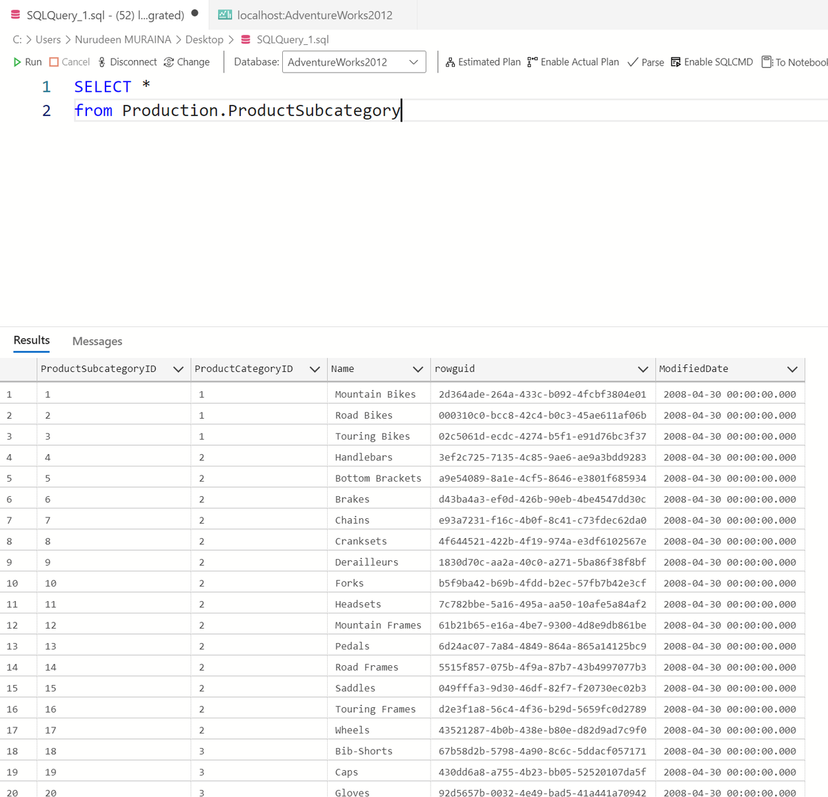 murainanurudee6's tweet image. 🧩 Practice Tasks
1️⃣ List all products + their subcategories (even if missing).
2️⃣ Get all employees + their department (even if not assigned).
3️⃣ Flip the order of tables — see the difference 👀
#SQL #DataAnalysis #LearnSQL #AdventureWorks #DataSkills #TeachingJourney #day7