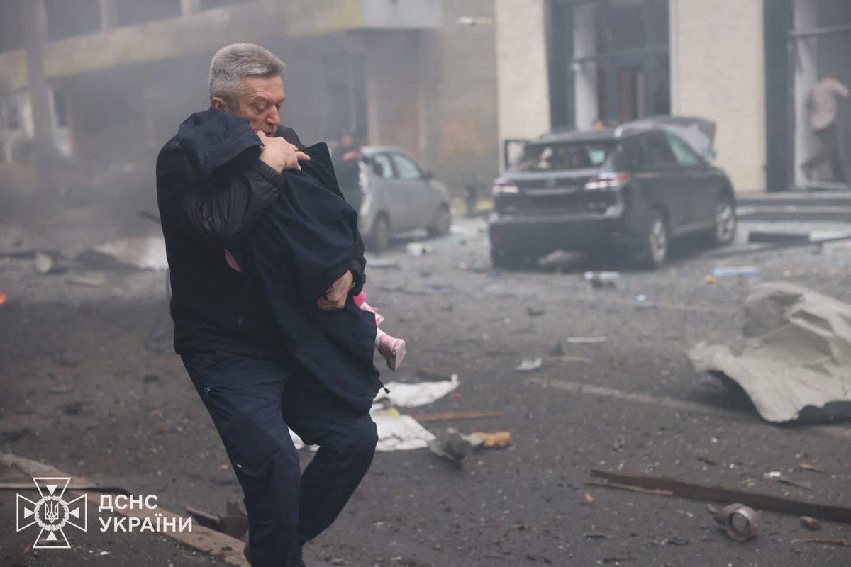 Kharkiv. Another massive drone strike on the city. A private kindergarten was also hit. Miraculously, the children were not injured. People on the street were wounded, and there were fatalities.
How long will West try to keep talking to Russian terrorists and psychopaths?