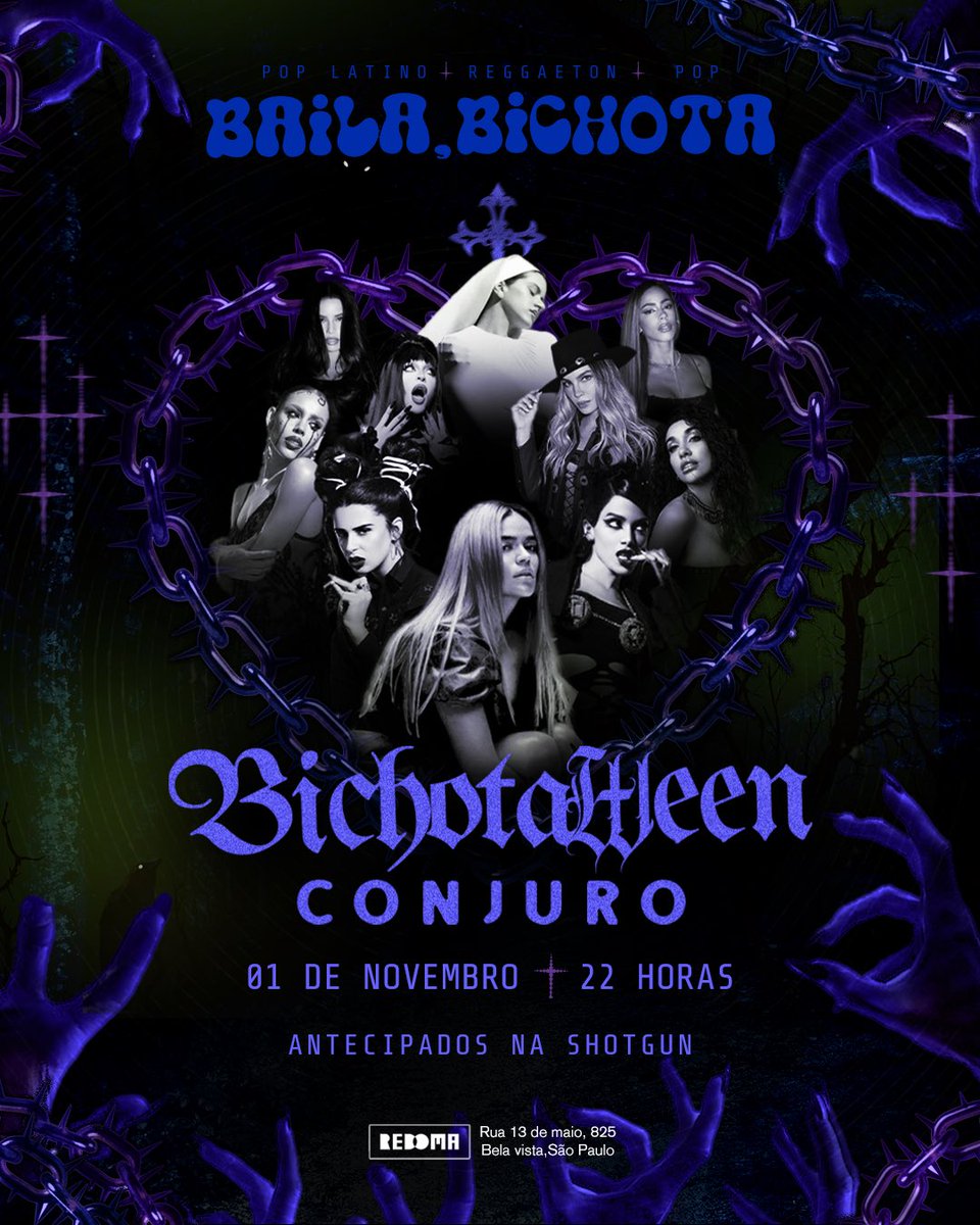 conjurando todos os bichoters para a nossa segunda bichotaween! 👻

no clima scary hot spooky latina, dia 01/11 (sábado) a baila, bichota garante uma noite trevosa y bailante ao som das divas latinas que botam todo o baixo astral pra correr 🖤

antecipados no link da bio 🎟️